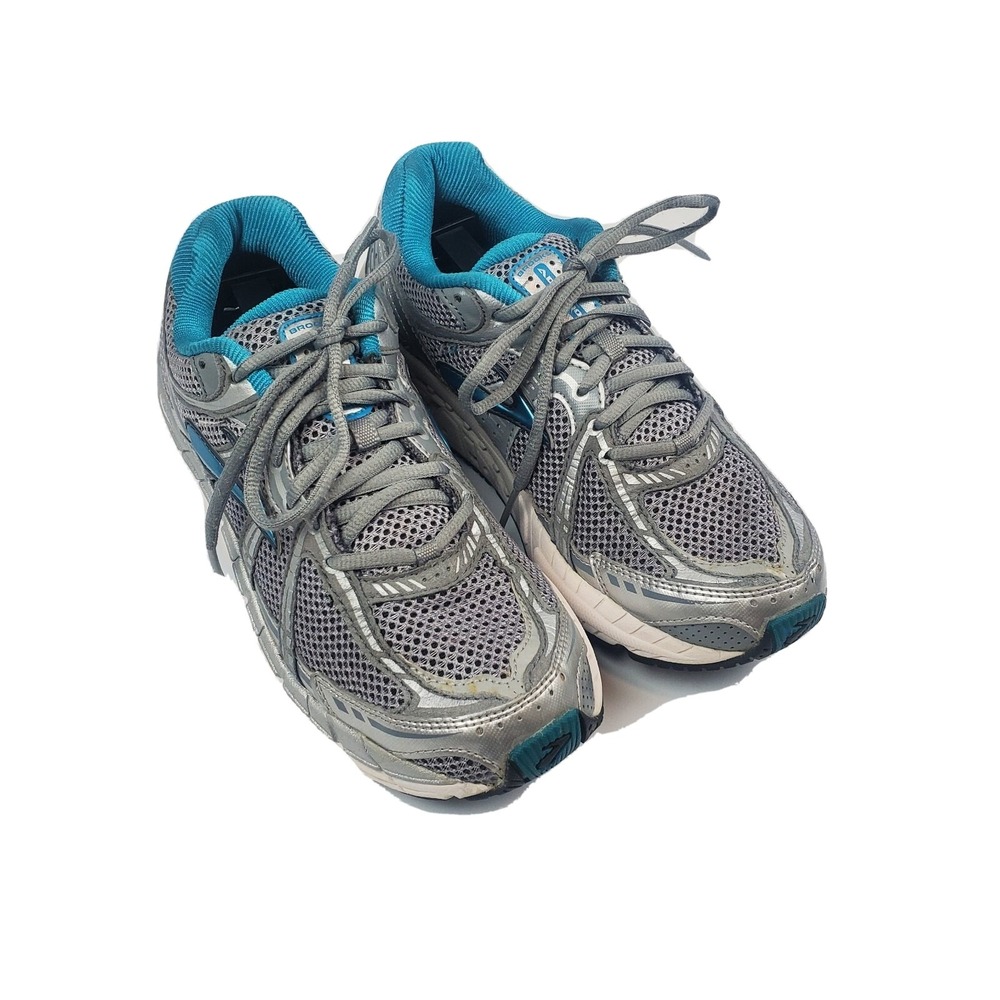 Brooks Addiction 11 Women's Athletic Shoes Size 9.5 Silver And Teal Sneakers